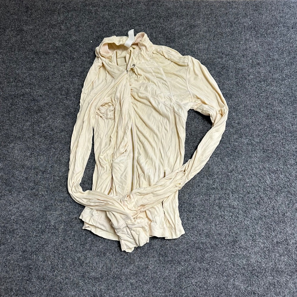 Lululemon Define Jacket Womens Size 4 Cream Full Zip Athletic Yoga Rips Stains